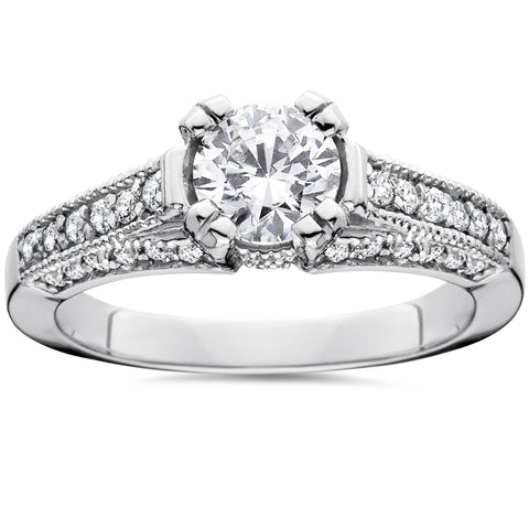 1 1/3Ct Tdw Lab Grown Diamond (1Ct Center) Engagement Ring 14K White Gold