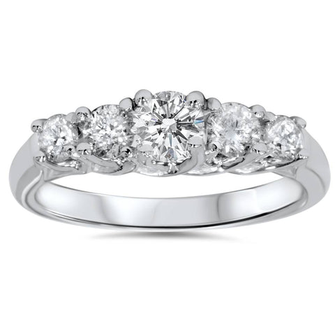 1ct Graduated Five Stone Diamond Ring 14K White Gold