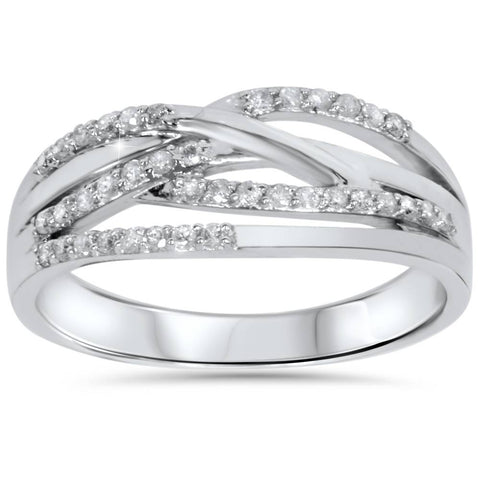 1/5ct Diamond Crossover Ring 10K White Gold