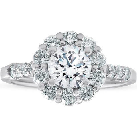 F/VS 2.75Ct Halo Round Solitaire Diamond Engagement Ring White Gold Lab Grown