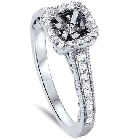 1/3ct Cushion Halo Diamond   Engagement Ring Setting 14K White Gold