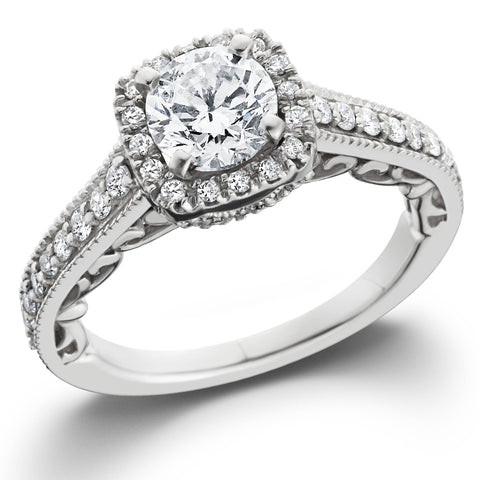 7/8ct Cushion Diamond   Halo Engagement Ring 14K White Gold