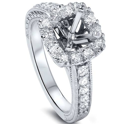 1/2ct Cushion Cut Halo Diamond   Engagement Ring Setting