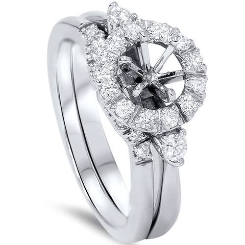 1/2ct Diamond Halo Engagement Setting Set 14K White Gold