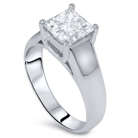 F/VS 1ct Princess Cut Lab Grown Diamond Solitaire Engagement Ring 14k White Gold