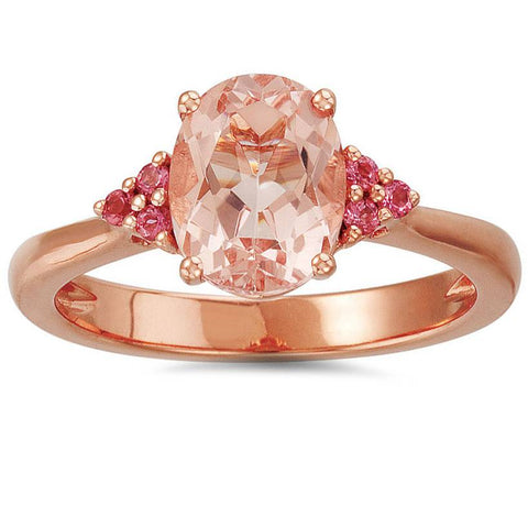 2ct Morganite & Pink Sapphire   Ring 14K Rose Gold