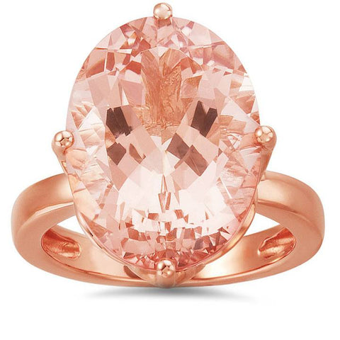 18x13mm Large Oval Morganite   Style Ring 14K Rose Gold