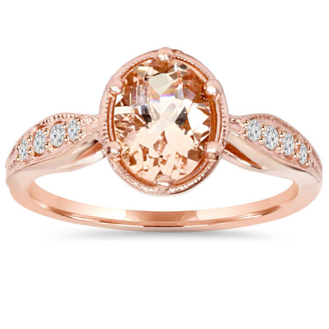 1ct   Morganite & Diamond Ring 14K Rose Gold