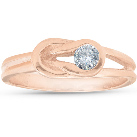 1/5ct Diamond Knot Solitaire Round Brilliant Cut Ring 14K Rose Gold