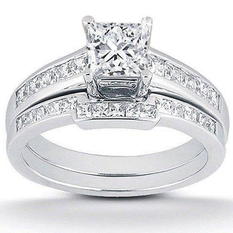 1ct TW Princess Cut Diamond Wedding Engagement Ring 14K White Gold Lab Grown