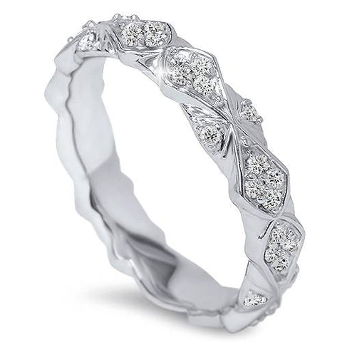 1/2ct   Sculptural Diamond Eternity Ring 14K White Gold