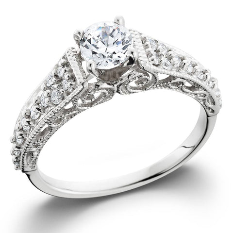 1/2 carat   Filigree Diamond Solitaire Engagement Ring 14K White Gold