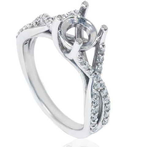 1/2ct Twist Diamond Ring Setting 14K White Gold