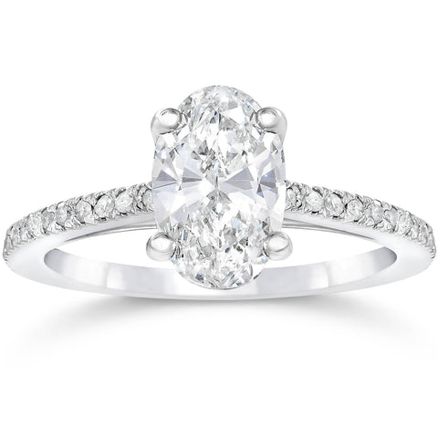 1 1/10ct Oval Diamond   Engagement Ring Solitaire Antique 14K White Gold