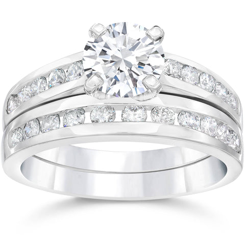 Certified 3Ct TW Diamond Engagement Wedding Ring Set 14k White Gold Lab Grown