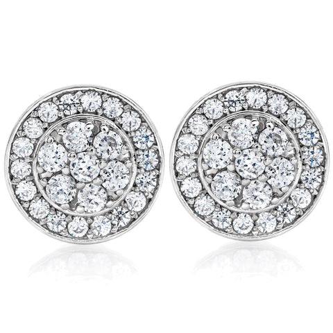 1/2Ct Diamond Halo Studs 10K White Gold