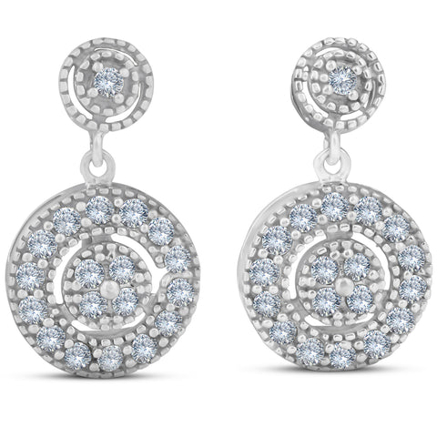 1/2 ct Diamond Dangle Earrings 10 Karat White Gold