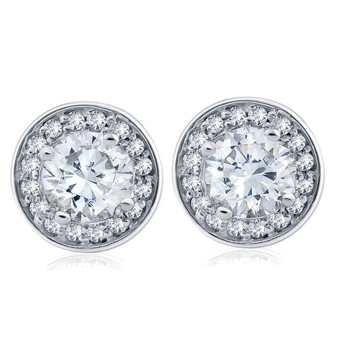 1 cttw Halo Diamond Studs 14k White Gold