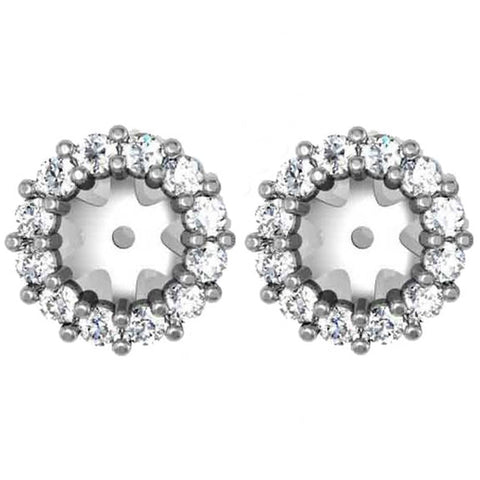 1/2ct Halo Diamond Earring Jackets 14K White Gold (5-5.5mm)