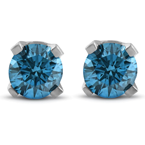 3/8ct Blue Diamond Studs 14K White Gold