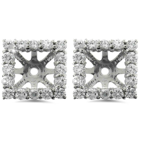 1 1/4ct Princess Cut Diamond Halo Earring Jackets White Gold (5.5-6mm)