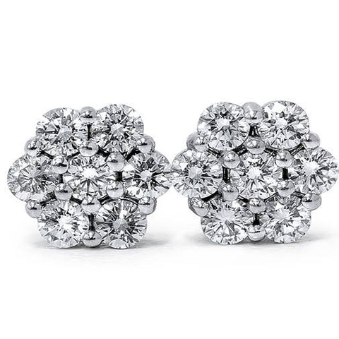 1ct Pave Fire Diamond Studs 14K White Gold