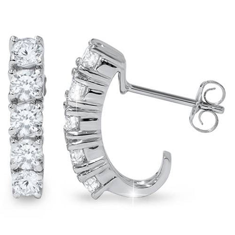 Women's 1ct Diamond Hoops 14K White Gold