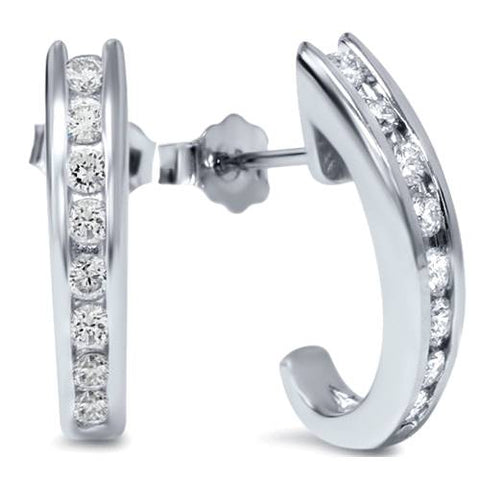 5/8ct Channel Set Diamond Hoops 14K White Gold