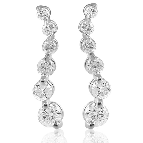 Ladies 1/2 cttw Diamond Journey Earrings Studs 14K White Gold