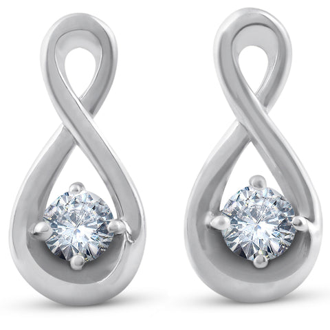 1/5ct Diamond Knot Studs Petite 14k White Gold