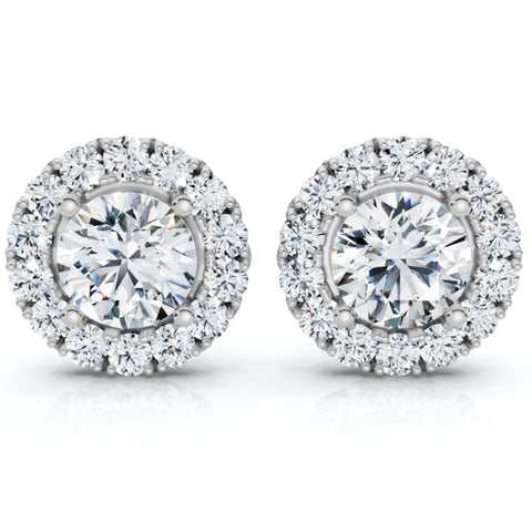 2 1/2 Ct Moissanite & Diamond Studs 14k White Gold Womens Earrings