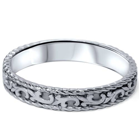 Hand Braided Wedding Band 14K White Gold 4mm