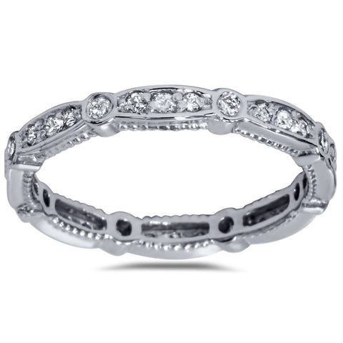 3/8ct Diamond Eernity   Wedding Stackable Ring 14K White Gold