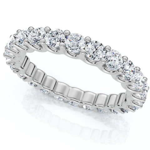 2 cttw Diamond Eternity U Prong Ring Womens Stackable 14k White Gold Band