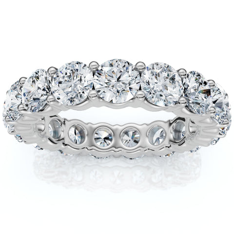 4Ct Round Cut Diamond Eternity Wedding Ring Lab Grown Diamonds 14k White Gold