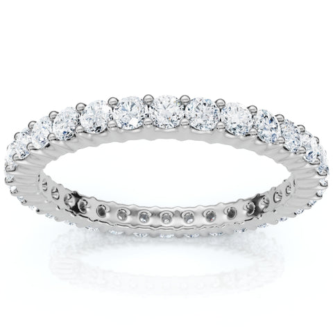 F/VS .75Ct Diamond Eternity Ring Lab Grown Womens Anniversary Stackable Band 14k