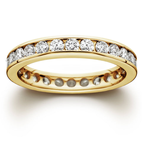 1 1/2ct Channel Set Diamond Eternity Ring 14K Yellow Gold