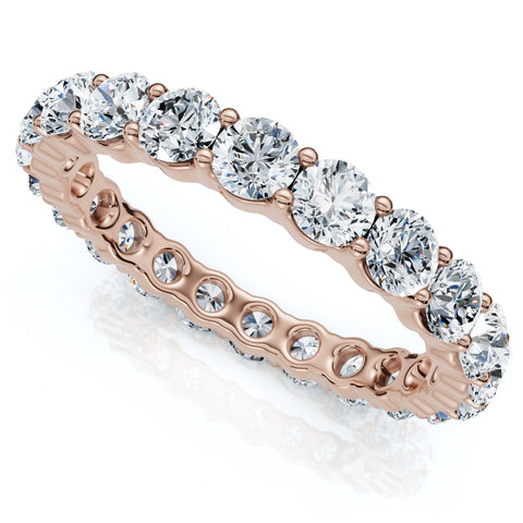 2ct Diamond Eternity Ring 14K Rose Gold Womens Wedding Anniversary Band