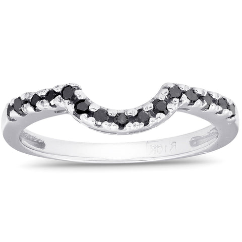 Black Diamond Guard Ring 10k White Gold