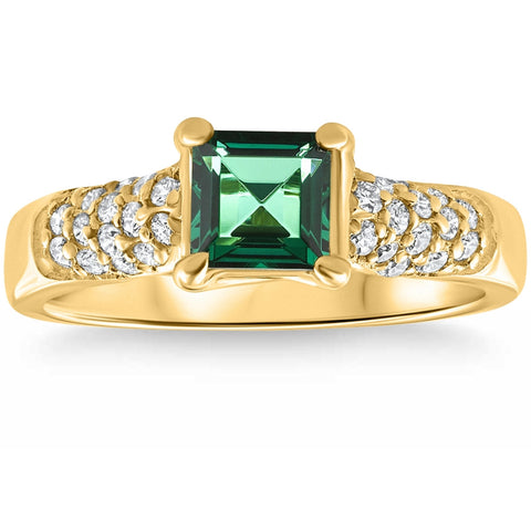 VS 1Ct Emerald Diamond Ring 10k Gold Lab Grown