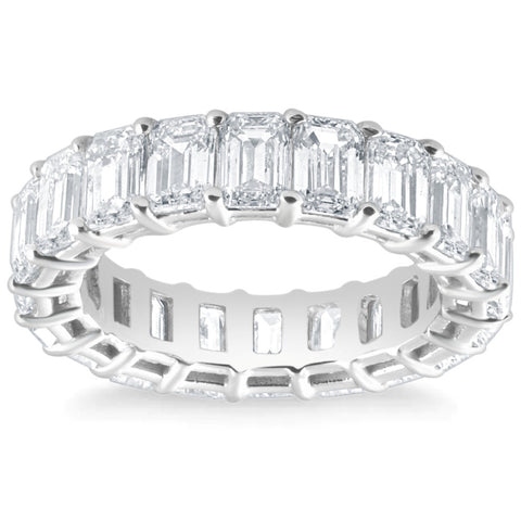 6Ct Emerald Cut Diamond Eternity Ring Lab Grown 14k White or Yellow Gold