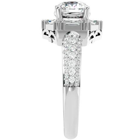 1 1/2Ct Diamond & Moissanite Accent Engagement Ring in 10k Gold