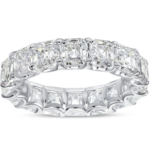 G/VS 10.50 Ct Asscher Cut Moissanite Eternity Ring Wedding Band 10k Gold