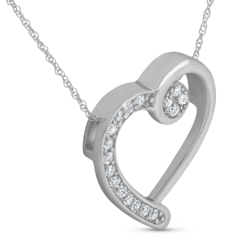 1/4Ct Natural Diamond Heart Pendant Necklace in 10k White, Yellow, or Rose Gold