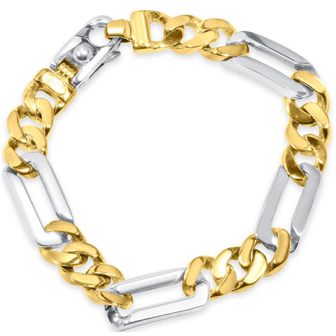 Men's Figaro Link 14k Gold (49gram) or Platinum (80gram) 10.5mm Bracelet 8.25"