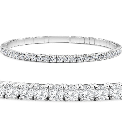 2 - 10Ct TW Flexible Diamond Bangle Tennis Bracelet Lab Grown 14k Gold