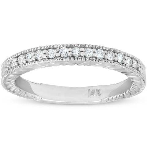 G/SI .20ct Diamond   Womens Wedding Ring Stackable 14k White Gold Band