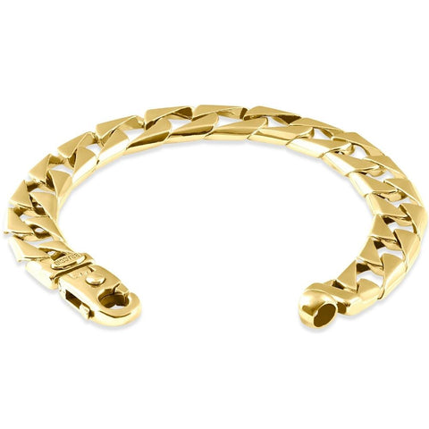 Men's Wide Square Curb 14k Gold (46gram) or Platinum (74gram) 10.5mm Link Bracelet 8.5"