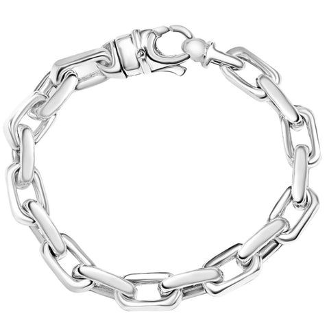 Solid 141.2gram Platinum 9.5mm Heavy Link Lobster Clasp Bracelet 8"