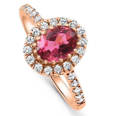 G/VS 1 1/2Ct Oval Ruby Halo Diamond Ring 14k Gold Lab Grown